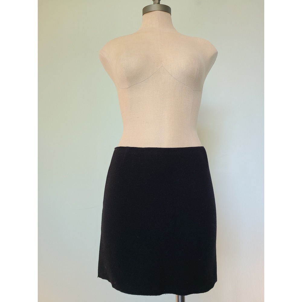VTG Pollini 6 Mini Pencil Skirt Black Wool Blend Minimalist Euro Office Siren